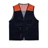 Navy blue with orange accents
