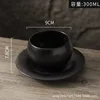 Taza y Platillo sin Asa, Forma de Huevo, 280ml, Negro Mate
