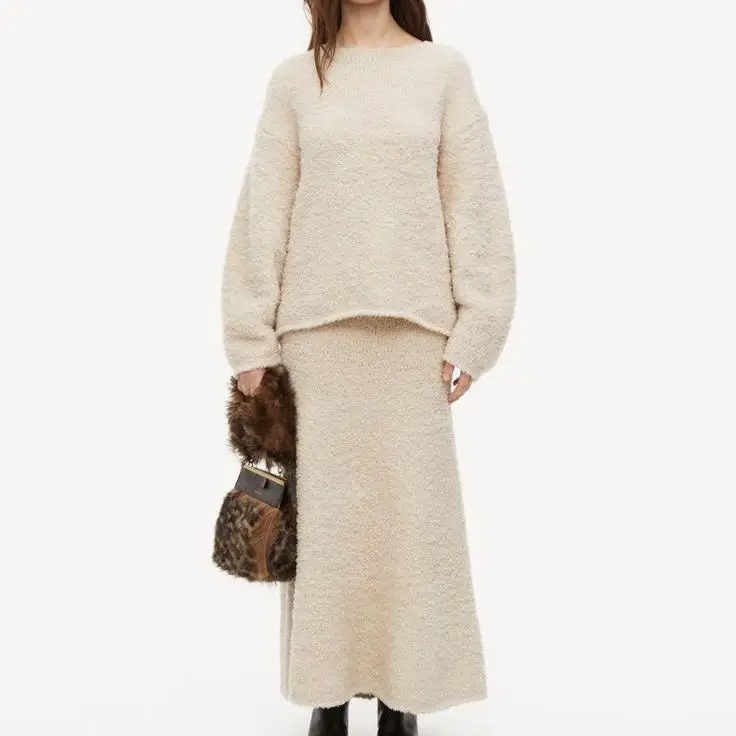 Custom White Fluffy Long Dress Women Sexy Casual Spring Summer Knit Maxi  Dresses Women Lady