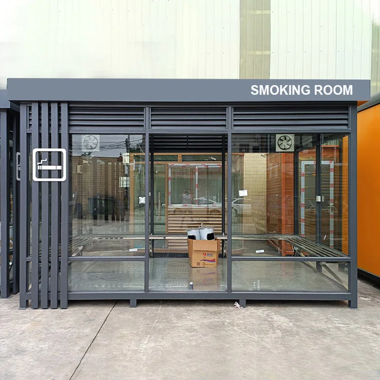 Portable Small Prefab Kiosk Guardhouse Moveable Smoking Pods Prefabricated Portable Smoking Room