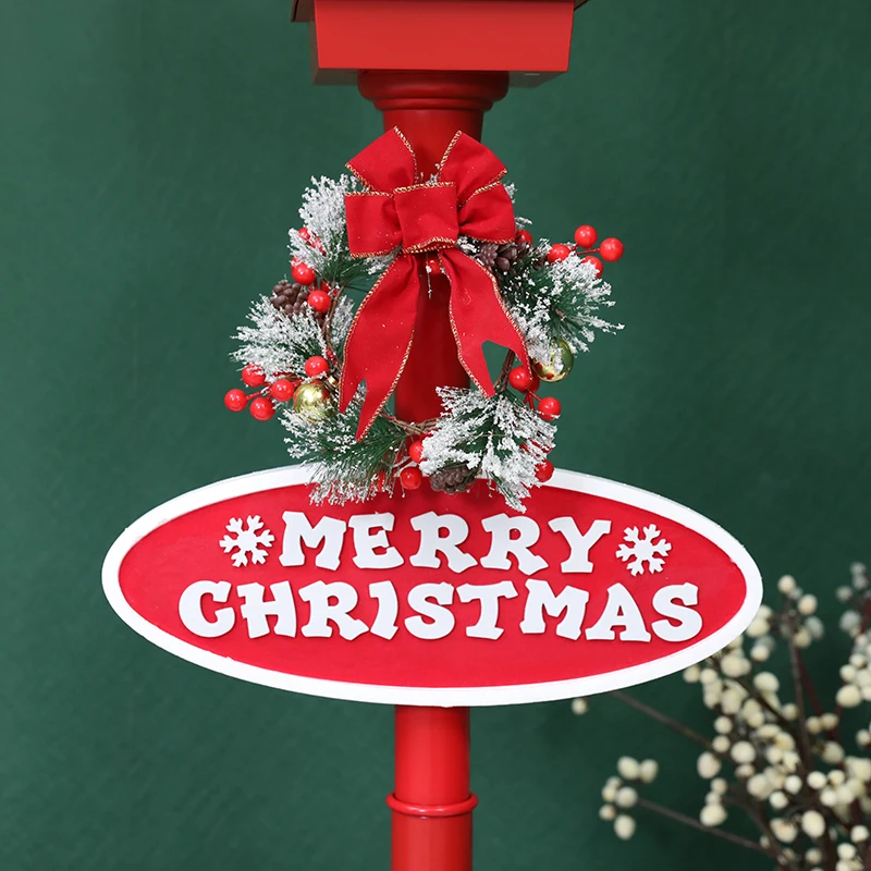 180cm High Santa Red Street Lamp - Snowing Musical Christmas