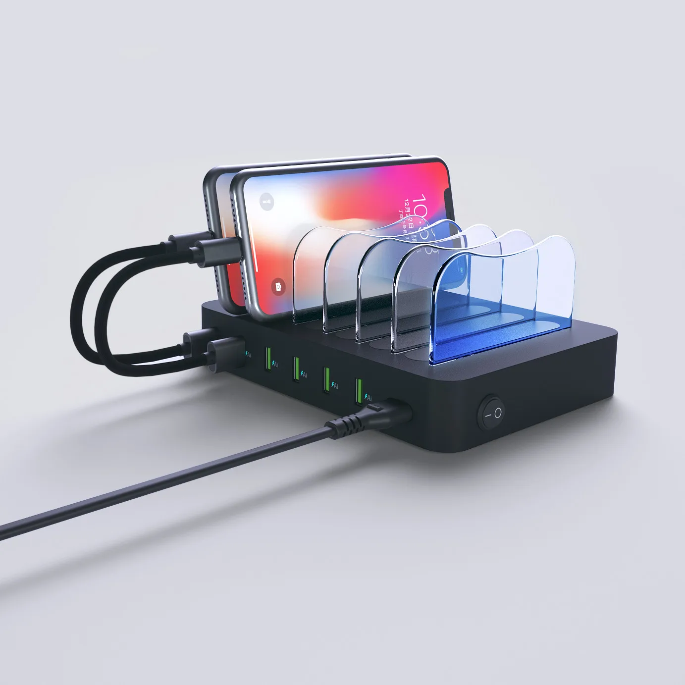 Public Family Phone Holder Fast Charging Usb Desktop Cellphone Charger  Multi Port Usb Charging Station for Multiple Devices