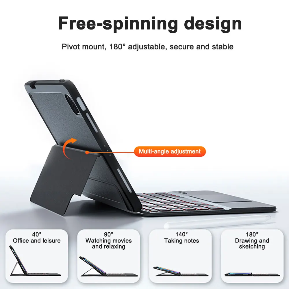Laptop Style Magnetic Keyboard Case for iPad Air 11 Inch BT Wireless Keyboard Case with Touchpad Pencil Holder