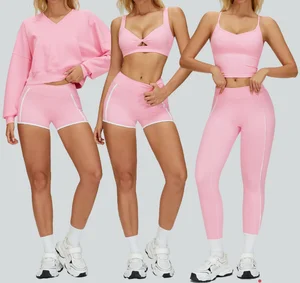 Women Running Tracksuit Long Sleeve Gym Fitness Clothes Outfits Active Wear High Waist Leggings for Women