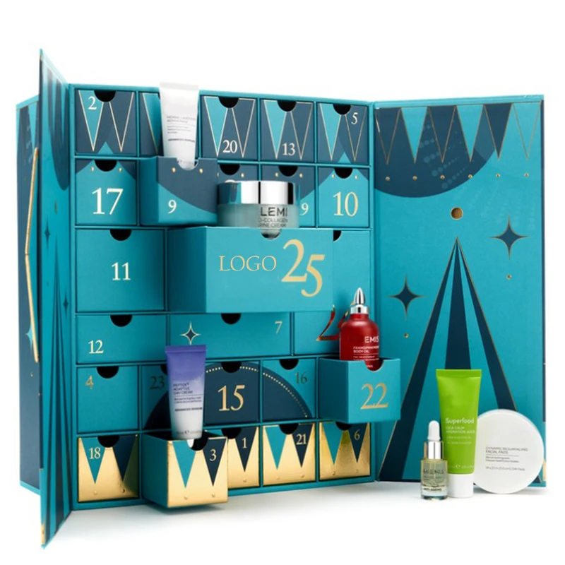 Factory Wholesale Christmas Luxury Advent Calendar Packaging Box Cosmetic Advent Calendar With Drawers Box supplier