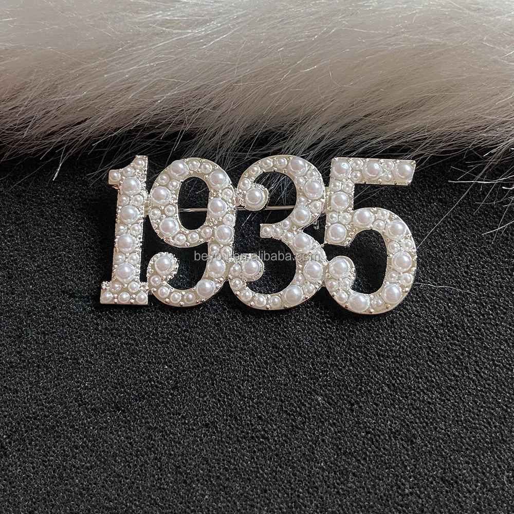 Personalized Greek Sisters Digital Brooch 1935 Pearl Brooch Wholesale