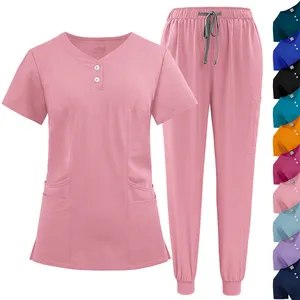 Latest Design Wholesale Woven Scrubs Sets Fashionable Nursing Uniforms Medical Anti-Wrinkle Scrubs Uniform Sets