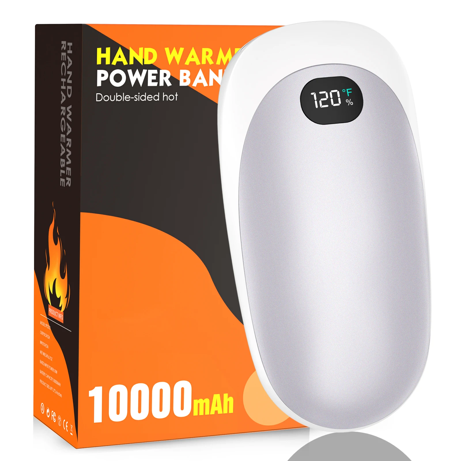 Hand Warmer Electric 10000 Mah Usb Rechargeable Hand Warmer Reusable  Randonnée Gadget