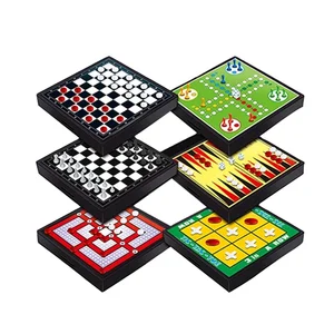 EPT Hot Sell International Custom Chess Games 6 in 1 Backgammon Gift Ludo Game Flying Snake and Ladder Checker Pieces Board Set