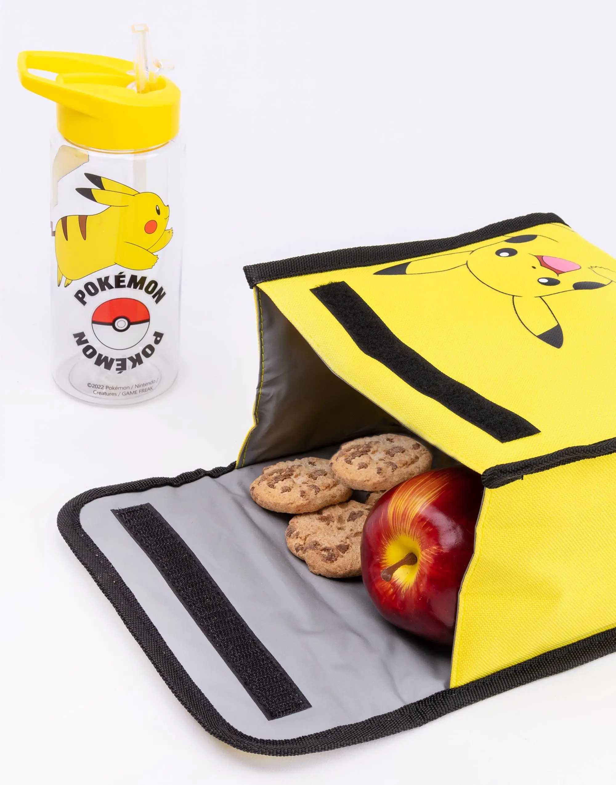 Factory OEM Durable Polyester 4 Piece Lunch Box Water Bottle Pencil Case Set Yellow Poke-mon Pikachu Backpack Set