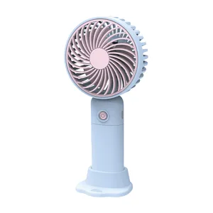 USB Rechargeable Mini Desktop & Mobile Phone Bracket Portable Electric Air Cooling Fan with Light Plastic Material