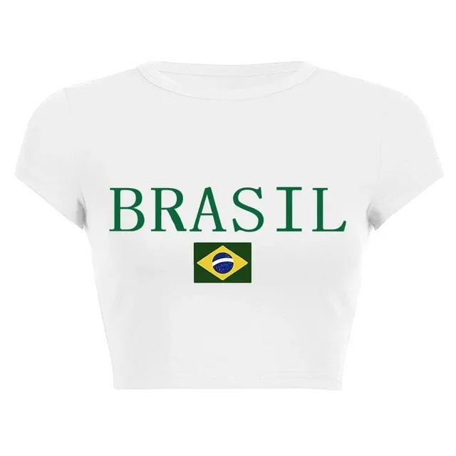 POKN Brazil Strap Crop Top - Y2K Graphic Baby Tee For Women, Summer Casual Spaghetti Strap Tank - View #6