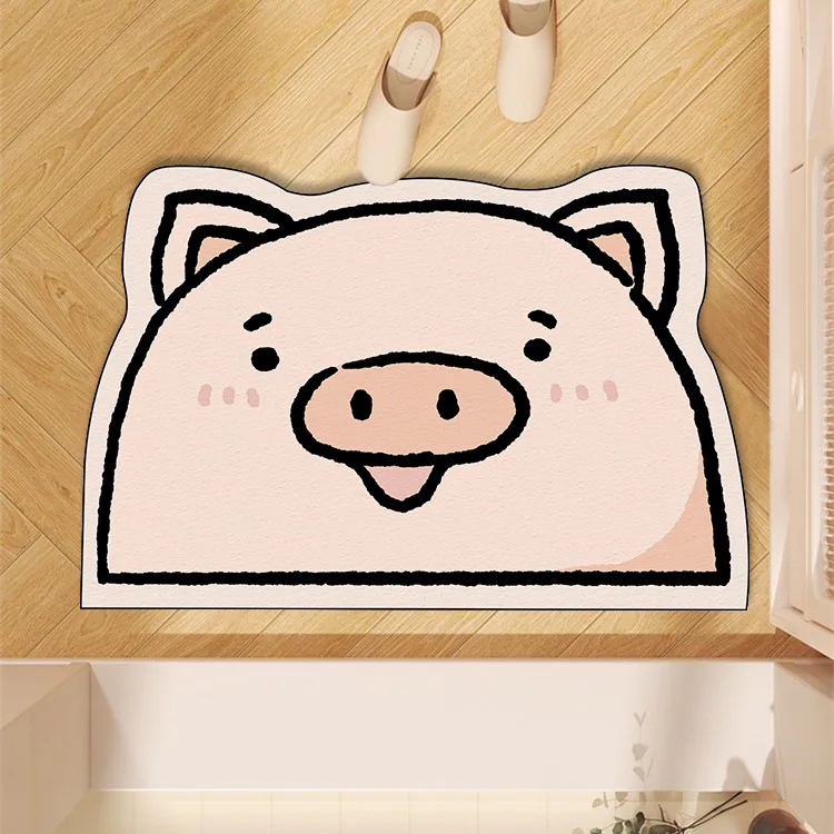 Animal Shape washable non slip bath mat for tub lovely anti slip diatomite rubber floor mat Bathroom Rug mat manufacture