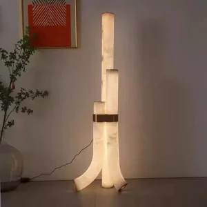 Modern Spanish Natural Marble Floor Lamp for Luxury Living Room or Bedroom Postmodern Designer LED Light with Stylish Model
