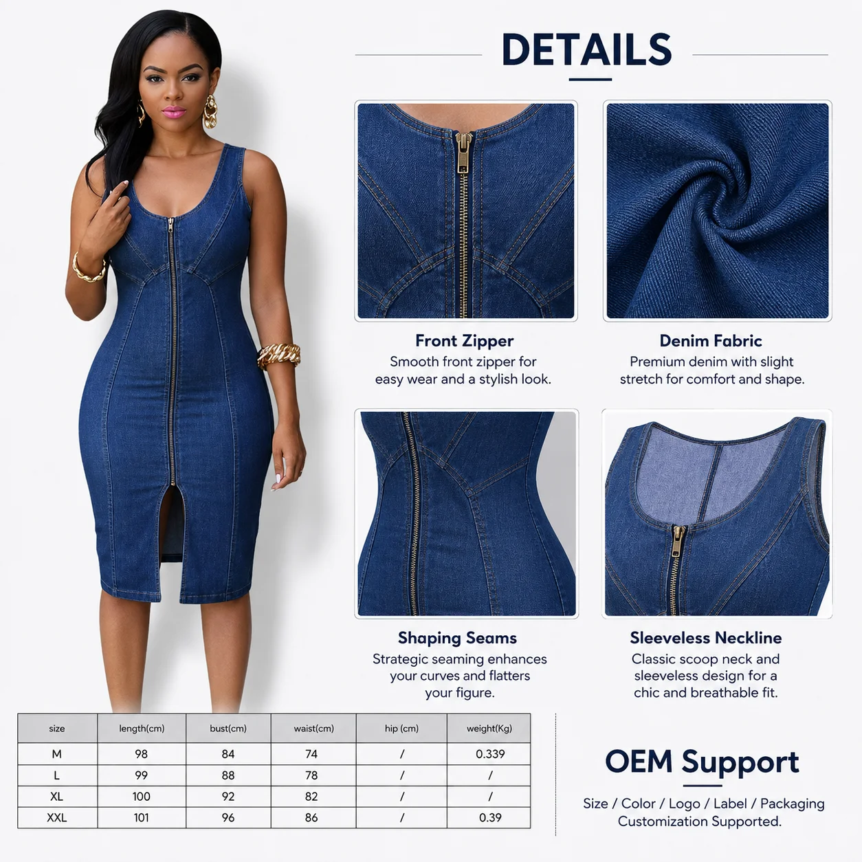 Elegant and Fashionable Strapless Solid Pattern Denim Mini Dress Special Washed for Office Ladies Natural Waistline Jean Dress