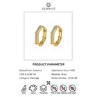 Inlay Cz Earrings Gemnel Jewelry Gold Plated Micro Inlay Cz 5 Sides Shaped Hoop Earrings For Women