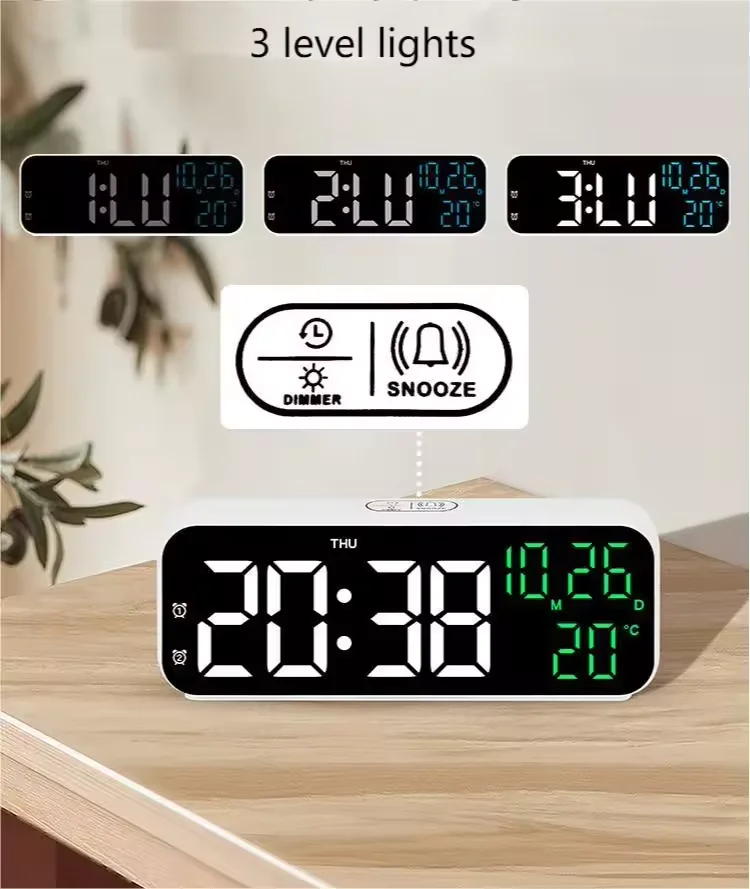 New Arrival Good Quality Calendar Display Table Alarm Clock Nordic Digital Living Room Led Digital Desktop Clock