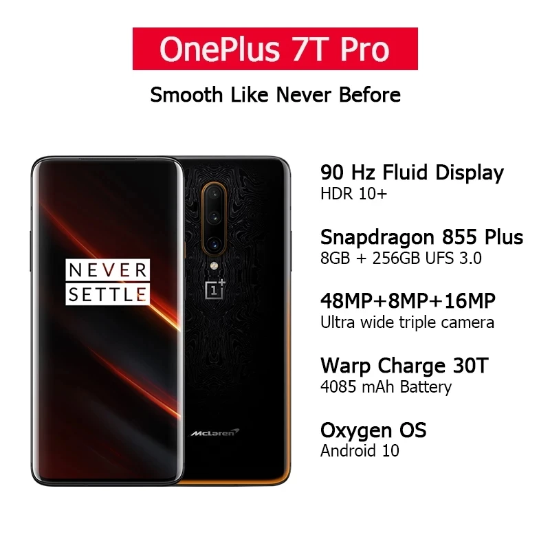 Global ROM OnePlus 7T Pro Mclaren Smartphone SNP855+ 6.67'' Fluid AMOLED  90Hz Screen 48MP Camera Big Battery UFS 3.0| Alibaba.com