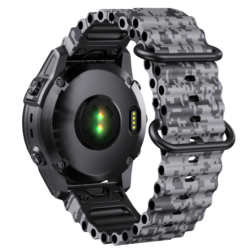 EEOM Sport Armband Aus Silikon Für Garmin Fenix 7/6/5 & ähnliche Modelle - 22 Oder 26 Mm, Schneller Wechsel, Schwarz-rot