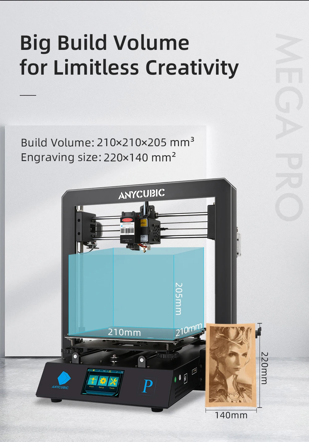 ANYCUBIC Mega Pro - High-Accuracy 3D Printer with Dual Gear Extruder