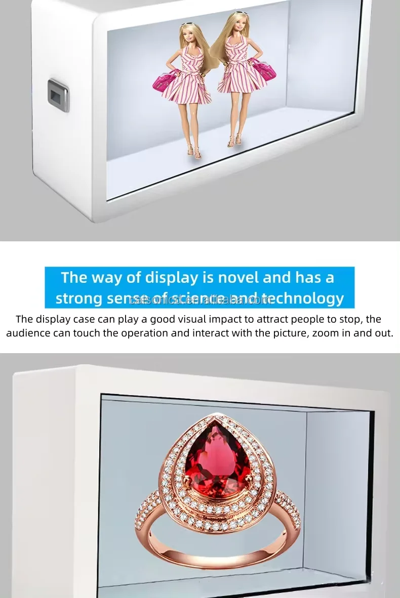 product 215 inch transparent lcd display cabinet 3d showcase advertising crystal display box monitor showcase-4