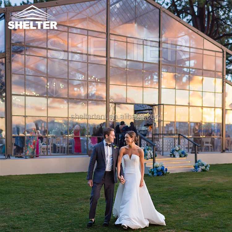 Large Clear Frame Wed Tent Canopy Venue Structure Marquee Party Glass Wall Atrium Event Wedding Commercial Tents for Events