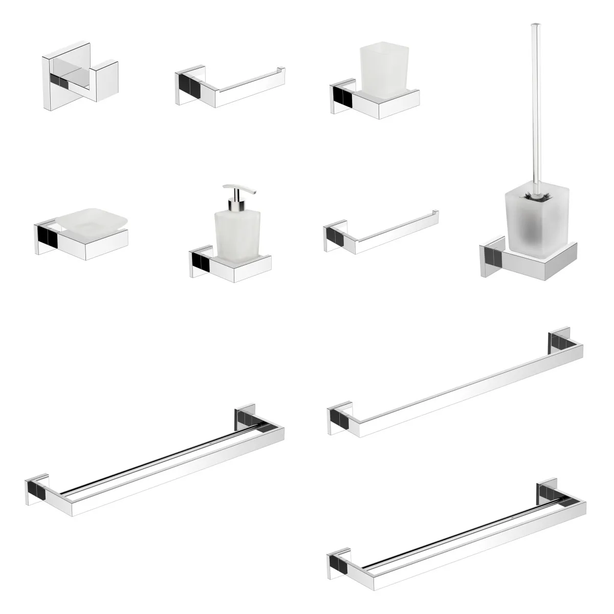 New Design Square Black Stainless Steel Bathroom Accessories Set For