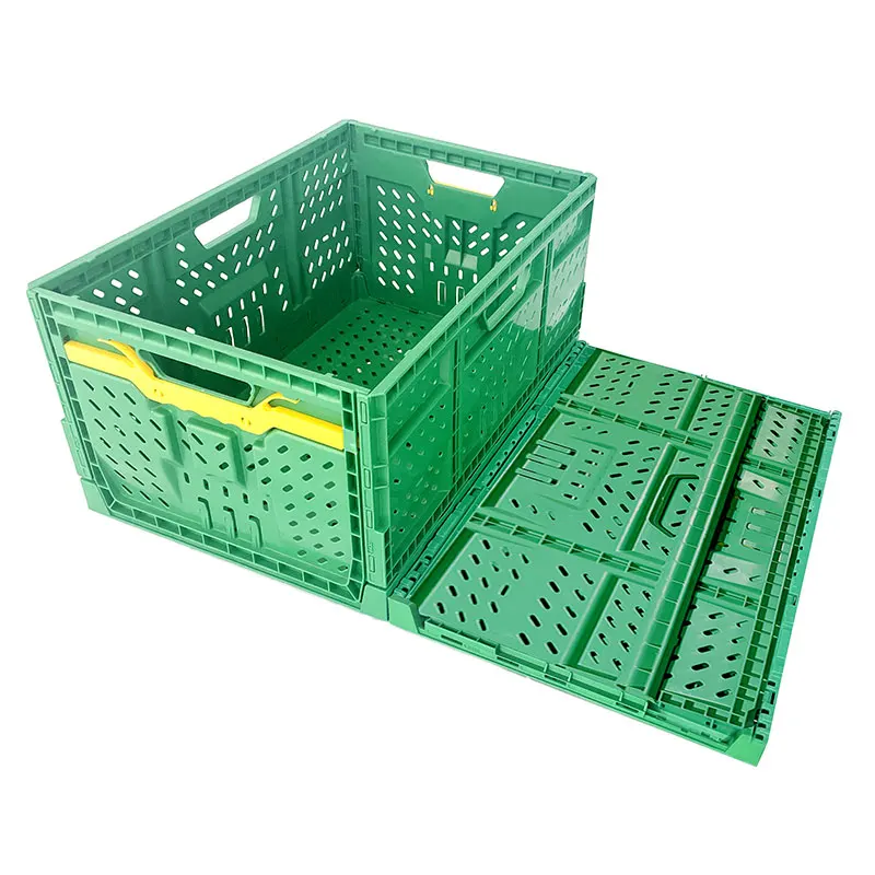 High-quality Green Mesh Storage Folding Box Agriculture Plastic Vented Foldable Crate for Vegetable and Fruit