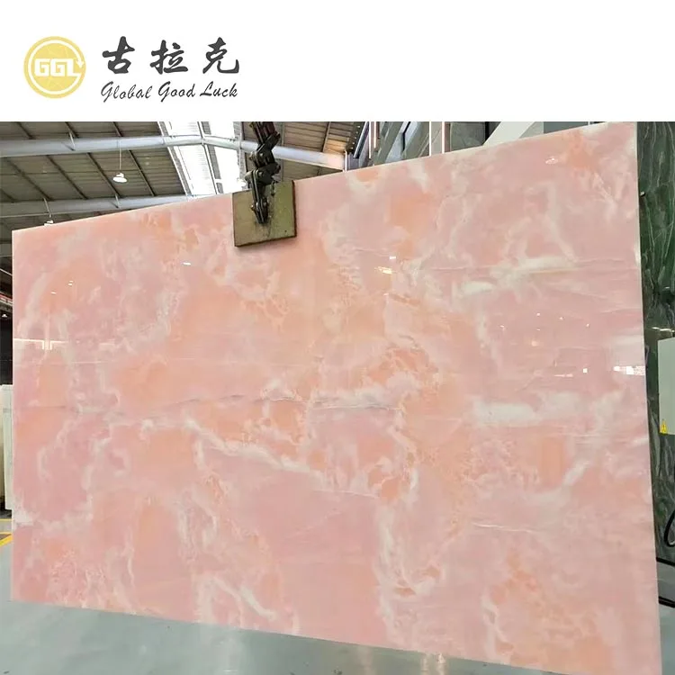 Pink Onyx Natural Marble Custom Size Slab for Panel Backsplash Countertop