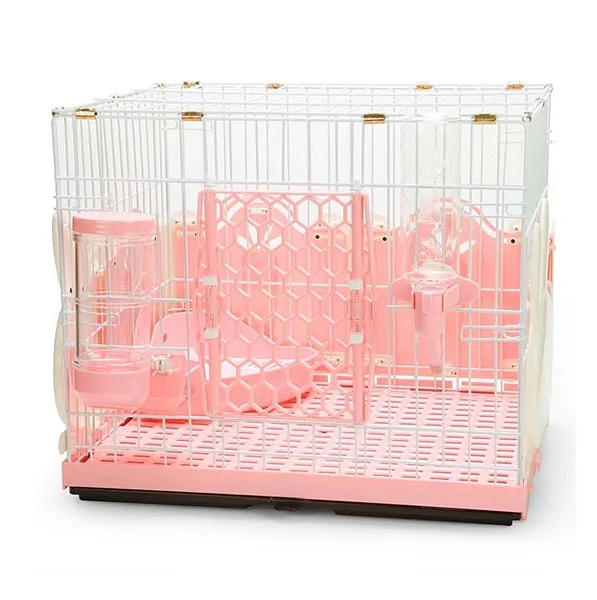 610-SR Luxury Small Chinchilla Rabbit Cage with Plastic Tray Plastic & Metal Construction Rabbit Style Fences Pet House for Sale