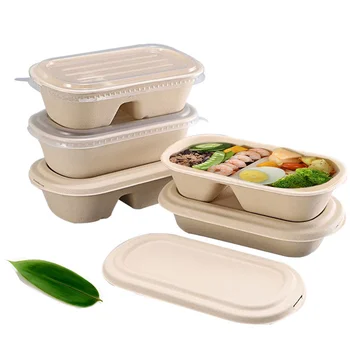 Rueijh Bamboo Loncheras Bento Lunch Box 900ml Biodegradable Takeaway ...