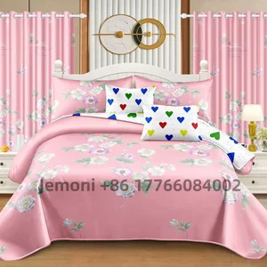 Customized Designs Bed Sheet Bedding Curtain Disperse Printed  Peach Skin Plain Pattern African Bed Sheet