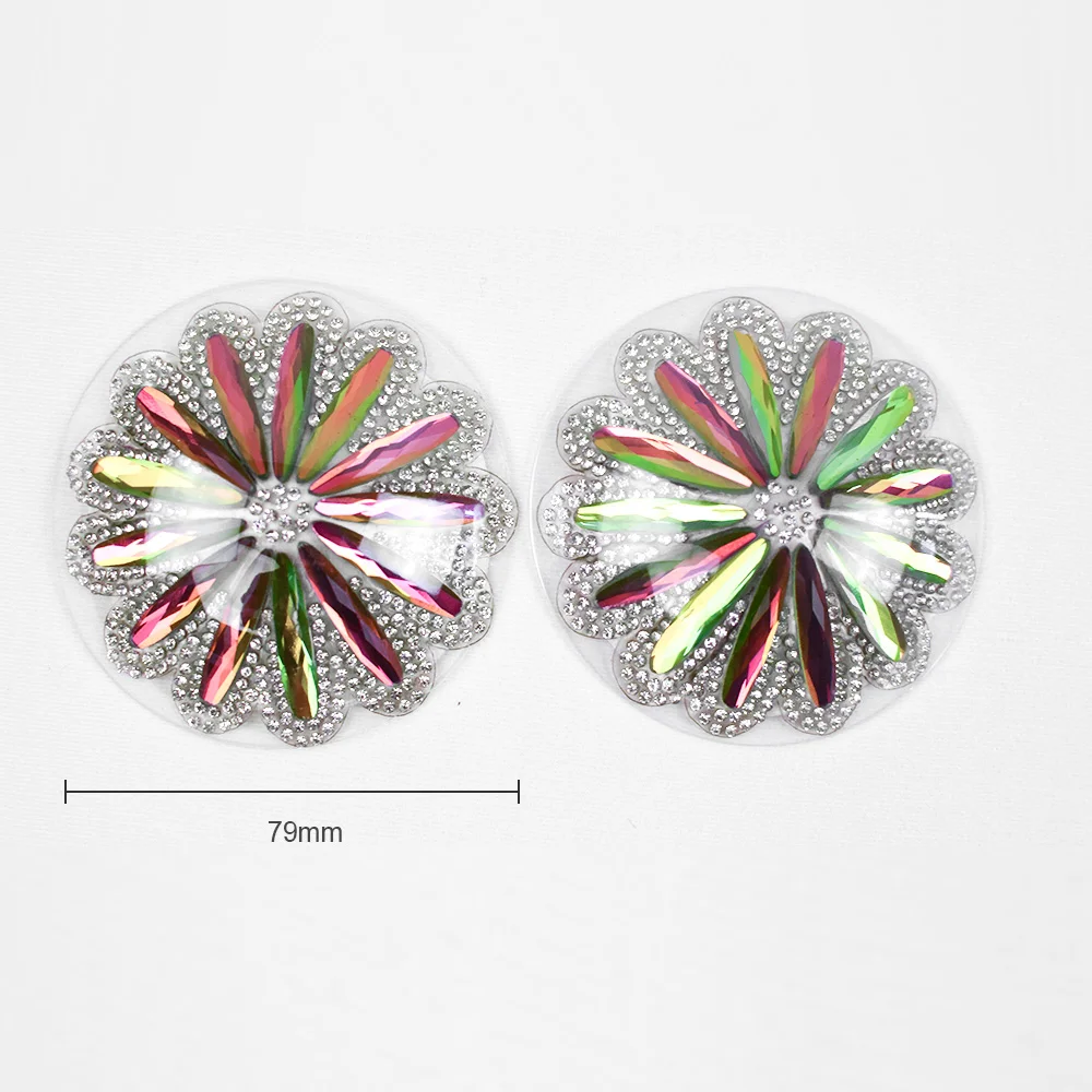 Fashion Women Crystal Body Sticker Colorful Rhinestone Floral Sexy Nipple Pasties Breast Petals Reusable Burlesque Nipple Cover