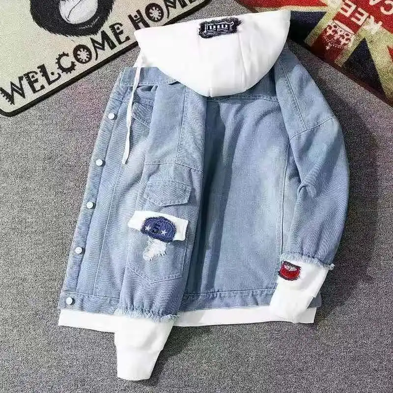 Men Denim Jacket Streetwear Hip Hop Men's Hooded Jean Jackets