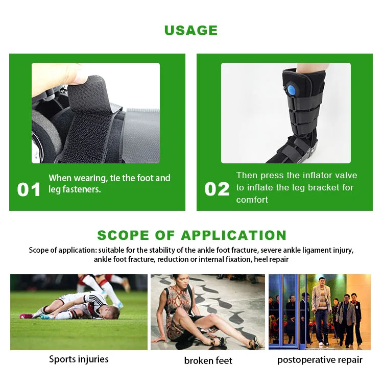 Ankle Sprain Fracture Injury Walking Boots Rom Walker Brace With Air