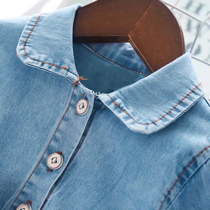 Высококачественная летняя модная детская джинсовая юбка с длинным рукавом платье для девочек весенние детские платья