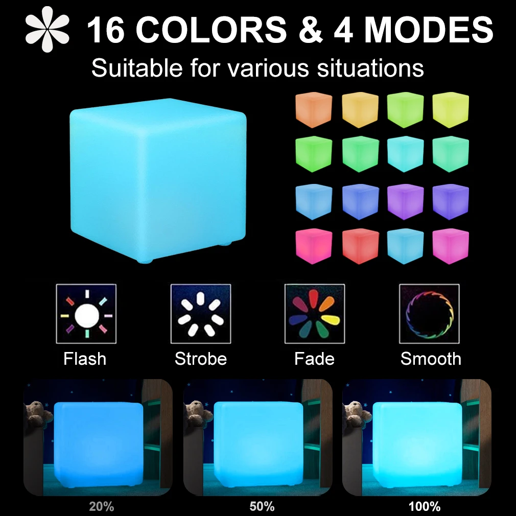 59 inch led glowing cube square stool ip65 outdoor waterproof cube light led remote controlled cube-9
