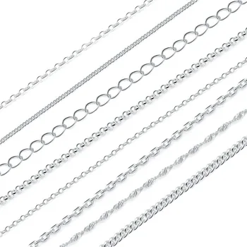 45cm Length Necklaces 925 Sterling Silver O Chain Pendant Necklace For Jewelry Making