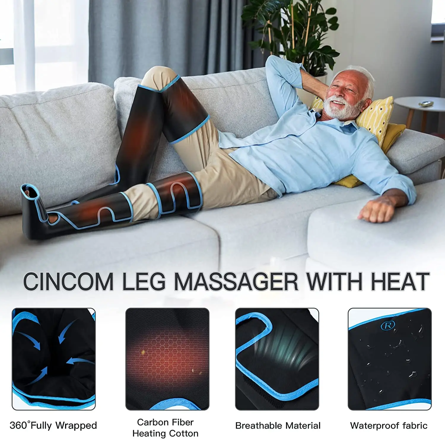 Cincom Full Leg Massager With Heat Air Compression Leg Massager For ...