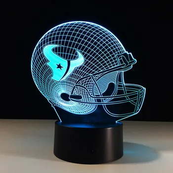 Factory Hot Selling Fantasy football gift lamp Super Bowl NFL American Rugby Football Helmet LED Lamp 3D night light