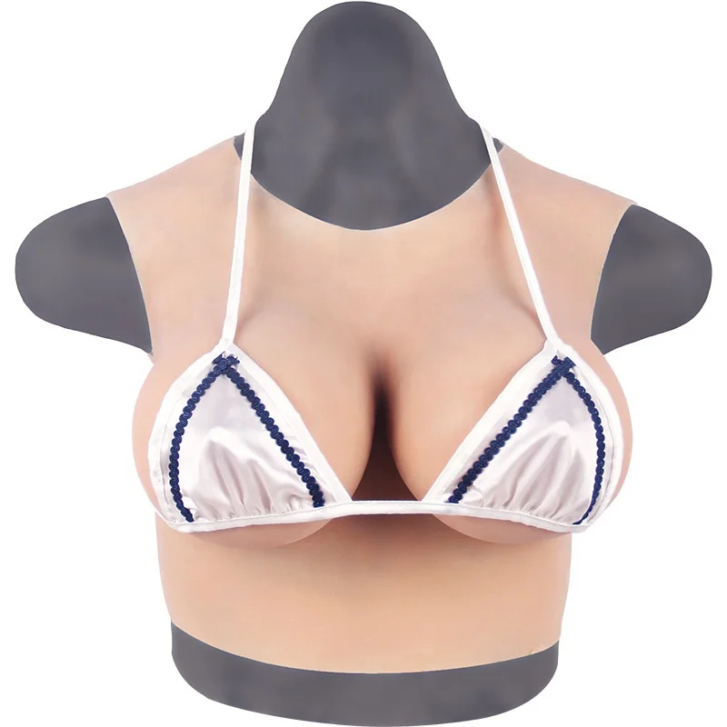 Simulation Chest B C D E G Cup False Breast Forms Cosplay Drag Queen Male to Shemale Realistic Round Collar Silicone Fake Boobs
