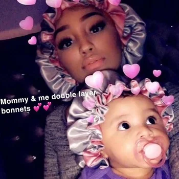 Luxury Mommy and Me Double Matching Bonnets and Durags with Edge