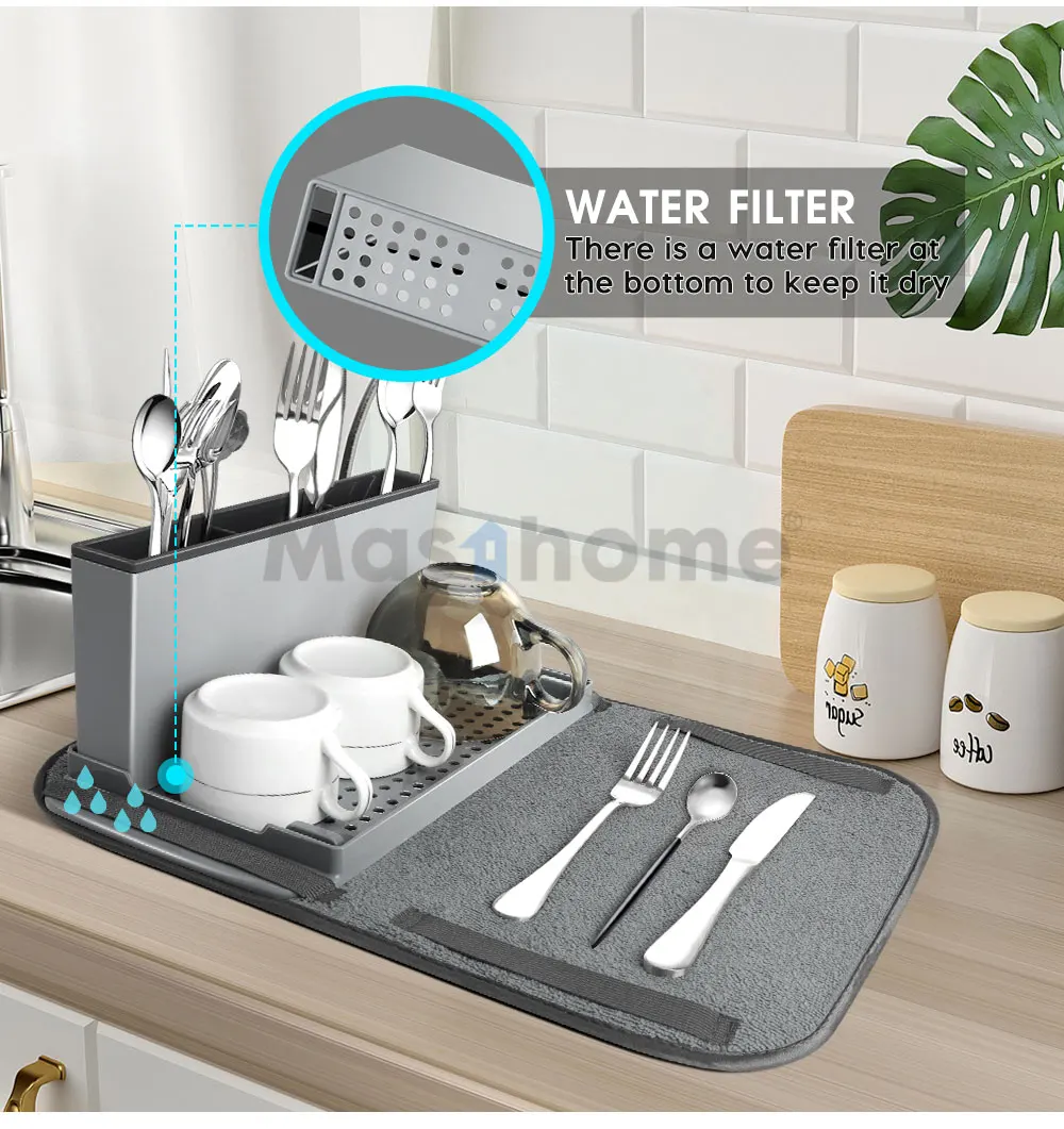 Masthome Newly Multifunctional Microfiber Dish Drying Rack Mat Foldable