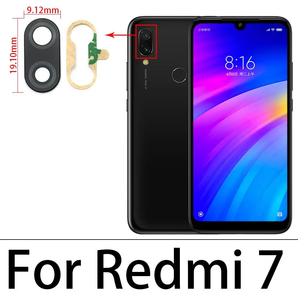 Verre De Lentille (vitre) Pour Caméra Redmi 7 - Pièce De Rechange Neuve - Réf. 05023502001