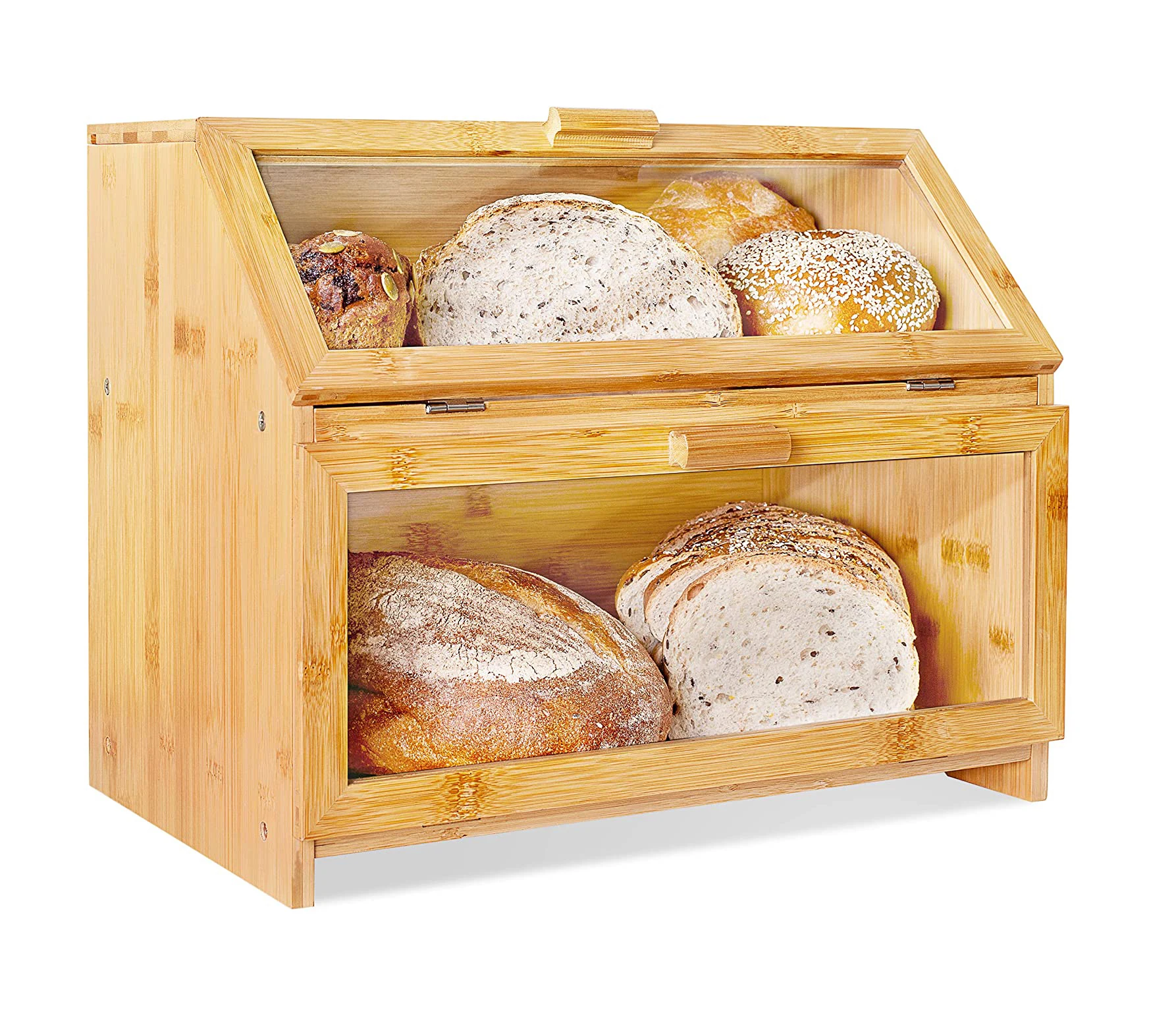 product wholesale bread box countertop bamboo kitchen storage box food bread storage bin wooden storage box food organizer-5