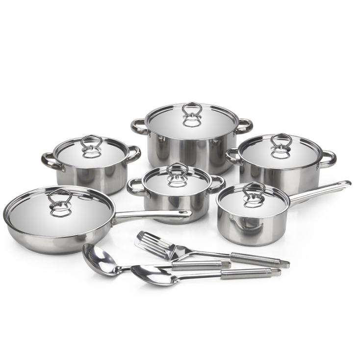 Double Bottom High Quality Stainless Steel 15pcs Cookware Set