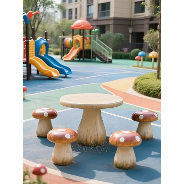 Outdoor Floor Sculpture Seat Resembling a Mushroom. Suitable for Parks and Amusement Parks. Sculpture Piece.
