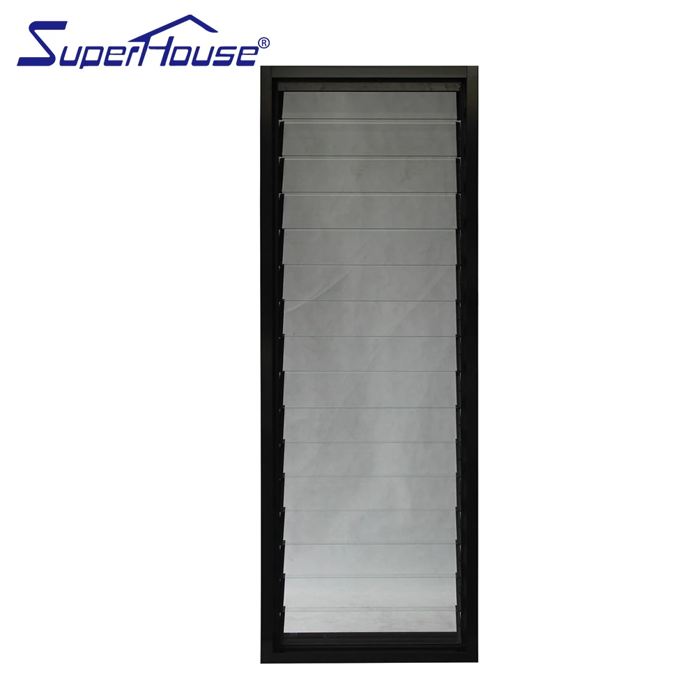 Modern Hurricane-Proof Tempered Glass Louvre Aluminum Alloy with Horizontal Opening Pattern for Hotels