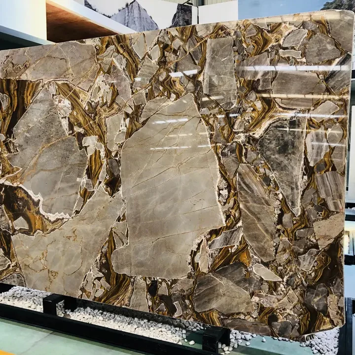Natural Marble White Gold Fusion Marble Golden Marble For Wall And