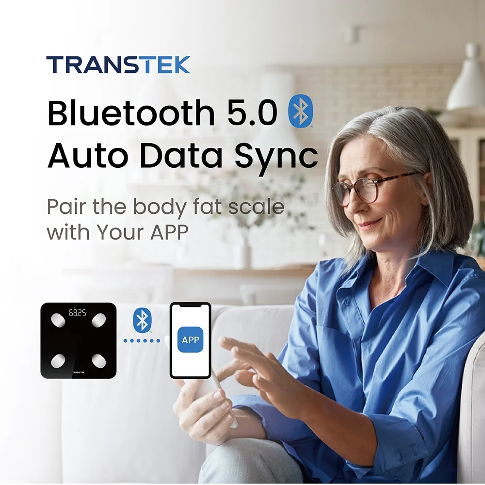 TRANSTEK Telehealth Monitoring BLE Connectable Body Fat Composition Analysis Device Bluetooth Remote Monitoring Body Fat Scale